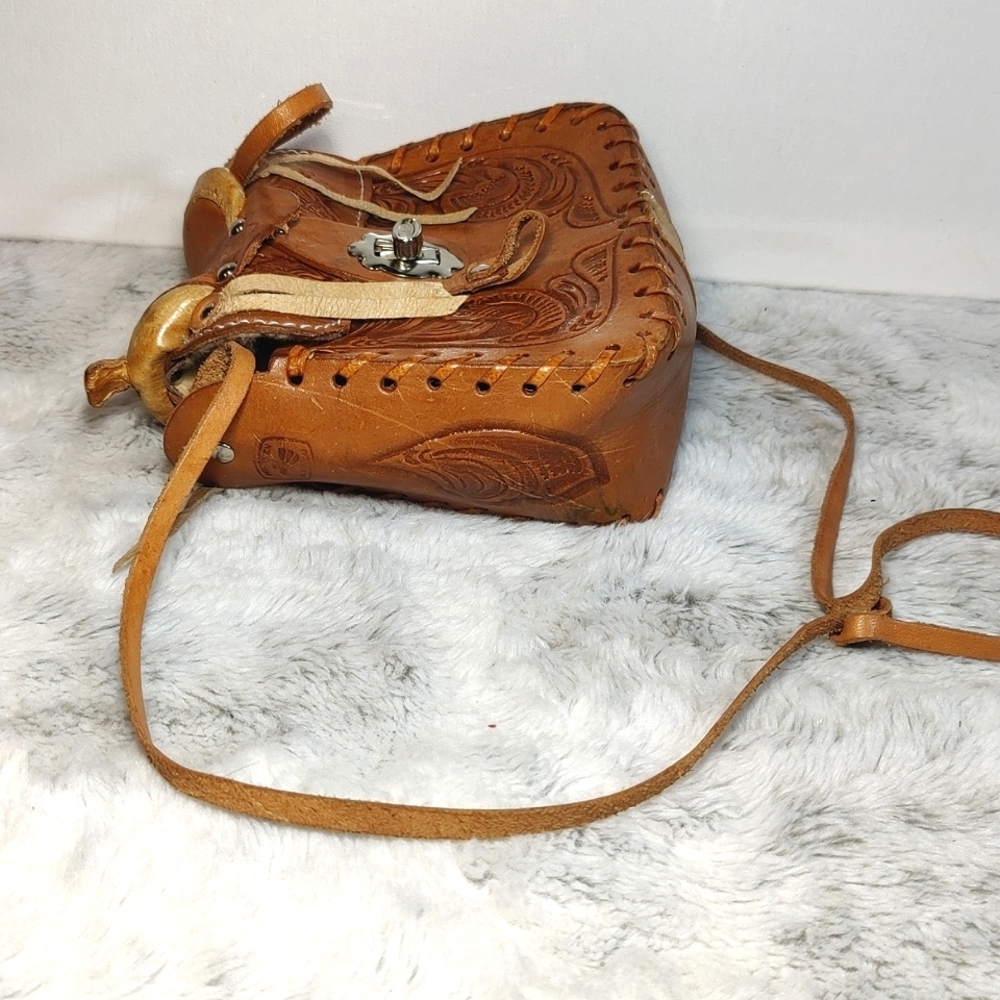 Handmade Sheepskin Leather Brown  Horse Saddle Bag. - Picture 4 of 16